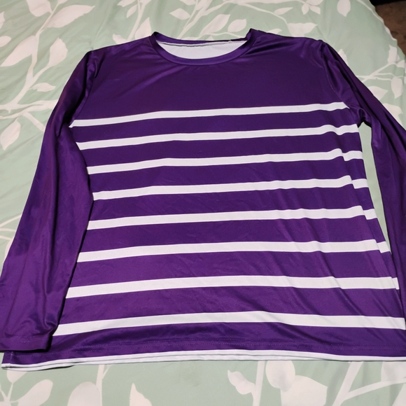 Vibrant Purple Striped Women's Blouse - Picture 1 of 6
